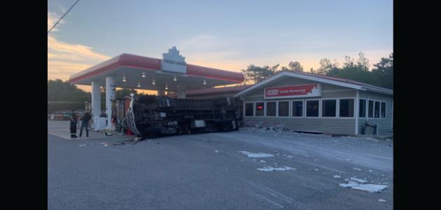 Rollover at Petro-Canada station on Highway 11 in Gravenhurst