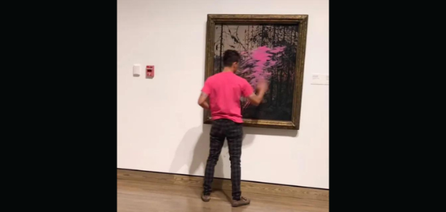 Climate activist smears pink paint on Tom Thomson work