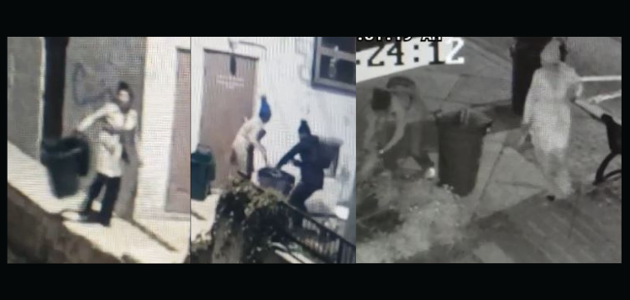 Police search for suspects who stole flowers, garbage can