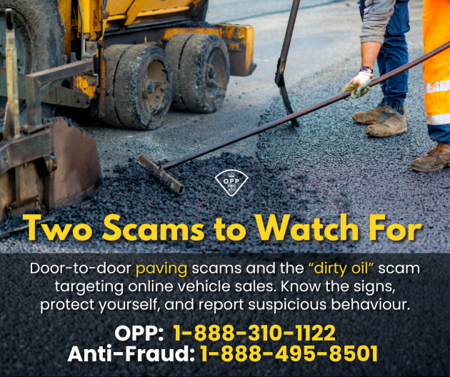 OPP Warns Residents About Contractor and “Dirty Oil” Vehicle Scams